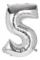 Nafukovací číslice, stříbrná folie 40cm - číslice 5
