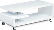 Konferenční stolek 115x60x45, bílá MDF vysoký lesk, chrom, 4 kolečka - zvětšit obrázek