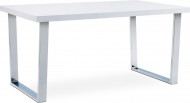 Jídelní stůl 150x90 cm, MDF deska, bílý vysoký lesk, chromovaná podnož - zvětšit obrázek