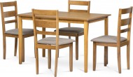 Jídelní set 1+4, rozměr stolu 120x75x75 cm, MDF, dýha, masivní nohy, moření dub landhaus,  - zvětšit obrázek
