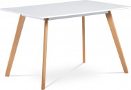 Jídelní stůl 120x80 cm, MDF, bílý matný lak, masiv buk, přírodní odstín - zvětšit obrázek