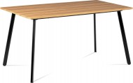 Jídelní stůl 150x80x76 cm, MDF dekor divoký dub, kovová čtyřnohá podnož, černý m - zvětšit obrázek