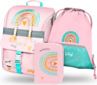 BAAGL 3 SET Zippy Duha růžový: aktovka, penál, sáček