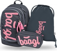BAAGL SET 3 Core Logo růžový: batoh, penál, sáček GRS