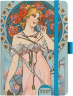 Denní diář A5 - Alfons Mucha 2027 - Modrý
