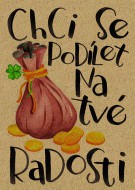 Přáníčko BeBechy - recyklovaný papír - Měšec - zvětšit obrázek
