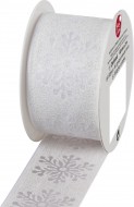 Stuha textilní 2mx40mm, bílá s vločkami