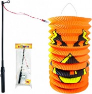 Lampion Dýně papírový set se svítící hůlkou 15cm na baterie - zvětšit obrázek