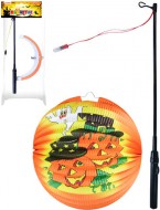 Lampion Halloween koule veselé dýně papírový set s hůlkou na baterie Světlo - zvětšit obrázek