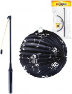 Lampion Halloween koule Kostra 25cm na svíčku / žárovku s hůlkou na baterie Světlo - zvětšit obrázek
