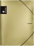 Tříklopá složka s gumou Metallic zlatá - zvětšit obrázek