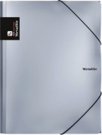 Tříklopá složka s gumou Metallic stříbrná - zvětšit obrázek