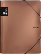 Tříklopá složka s gumou Metallic měděná - zvětšit obrázek