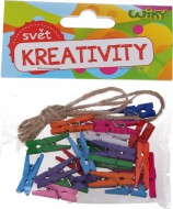 Kolíčky W026571 barevné 2,5 cm, 25ks + provázek - zvětšit obrázek