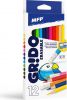 pastelky GRIDO 12 ks Gumovací triangular s ořezávátkem 6300587