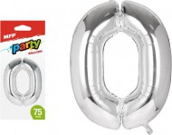 Balónek č. 0 nafukovací fóliový 75 cm - stříbrný 8000161