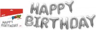 Balónky nafukovací fóliové- HAPPY BIRTHDAY - 40cm - stříbrný 8000172