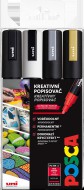 Sada popis.Posca, 4 ks,černá,bílá,zlatá,stříb. PC-5M