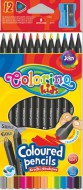 Pastelky trojhranné, černé, 12 barev + ořezávátko - zvětšit obrázek
