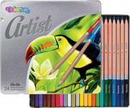 Artist pastelky dřevo kulaté 24barev-kovový box