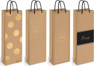 Dárková taška KRAFT Gold na láhev 13x36x8cm - zvětšit obrázek
