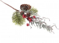 Přízdoba Větvička 32cm jehličnatá s šiškami šípky - zvětšit obrázek
