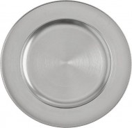 Dekorační talíř 33cm, plastový, stříbrný - zvětšit obrázek