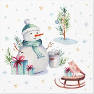 Ubrousky vánoční Sněhulák 33x33cm, 3-vrstvé - zvětšit obrázek