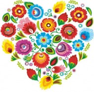Ubrousky celoroční  Łowicz Folk Heart, 33 x 33 cm, SLOG 0588 01 - zvětšit obrázek