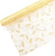 Organza glitr 35cm/5y zlatá/zlatá - zvětšit obrázek