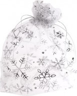 Organzový sáček Vánoční 9x12cm, bílý/stříbrný