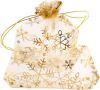 Organzový sáček Vánoční 9x12cm, zlatý/zlatý