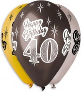 Nafukovací balónky 6ks Happy Birthday 40 - zvětšit obrázek