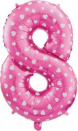 Nafukovací ČÍSLICE 8 růžová, potisk srdíček 64cm
