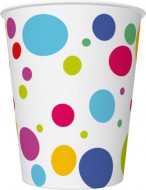 Papírové kelímky 250ml, barevné kolečka - zvětšit obrázek