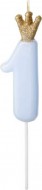 Dortová svíčka číslice 1 Crown, modrá - zvětšit obrázek