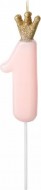 Dortová svíčka číslice 1 Crown, růžová - zvětšit obrázek