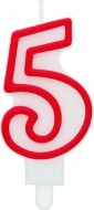 Dortová svíčka číslice 5, červený okraj