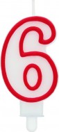 Dortová svíčka číslice 6, červený okraj