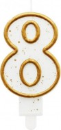Dortová svíčka číslice 8 zlacená s glitry 7,5cm - zvětšit obrázek