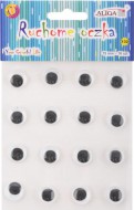 Oči pohyblivé 15mm, 16ks kulaté, samolepicí