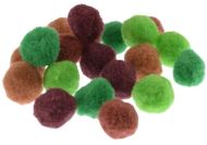 Bambulky plyšové 3cm mix barev, Green/Brown, 20ks