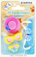 Pryž mazací Starpak 3D Puzzle, Summer 4ks