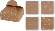 Krabička skládací kraft 6 x 7,5 cm 4 ks Vánoce metal ražba mix 2