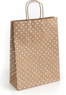 Papírová taška Kraft zlaté puntíky 33x10x24cm, 5ks - zvětšit obrázek