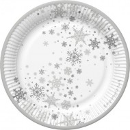 Vánoční papírový talíř - Silver Snowflake 1ks - zvětšit obrázek