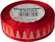 Stuha atlasová - vánoční 25mm červená WSX 25-1 - zvětšit obrázek