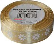 Stuha atlasová - vánoční 25mm zlatá WSX 25-6 - zvětšit obrázek