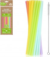 Plastové brčka JUMBO 240 mm 17 ks + štěteček znovupoužitelné