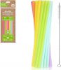 Plastové brčka JUMBO 240 mm 17 ks + štěteček znovupoužitelné